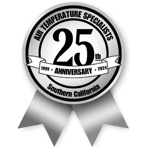 Banner proclaiming 25 years of HVAC and Plumbing installation and maintenance in Southern California